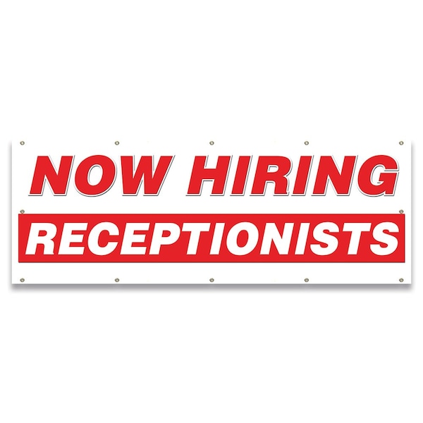 Now Hiring Receptionists Banner Apply Inside Accepting Application Single Sided